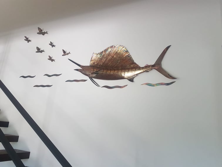 sailfish fishing art copper home decor