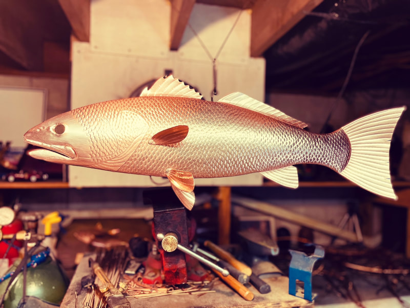copper fish art redfish