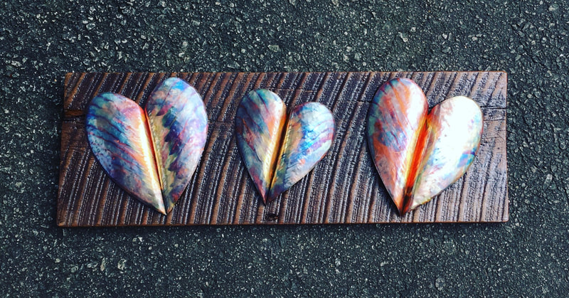 copper art wood hearts decor home