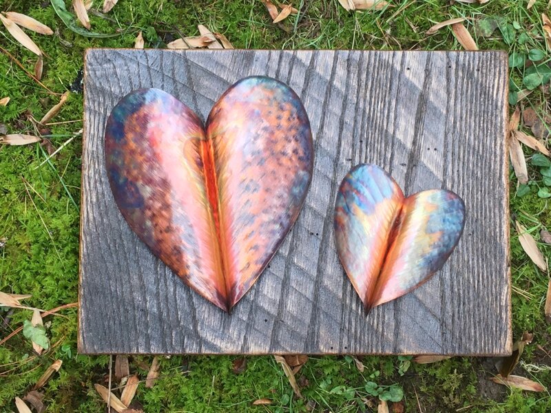 copper art hearts 