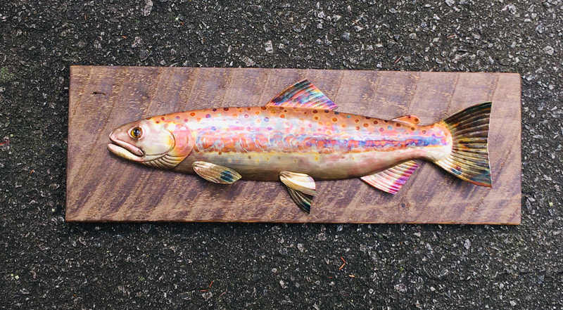 rainbow trout copper art fish