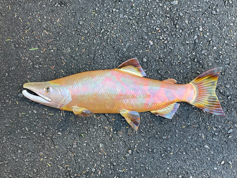 copper fish art salmon