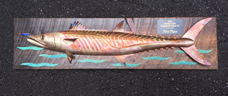 king mackeral fishing art copper fish